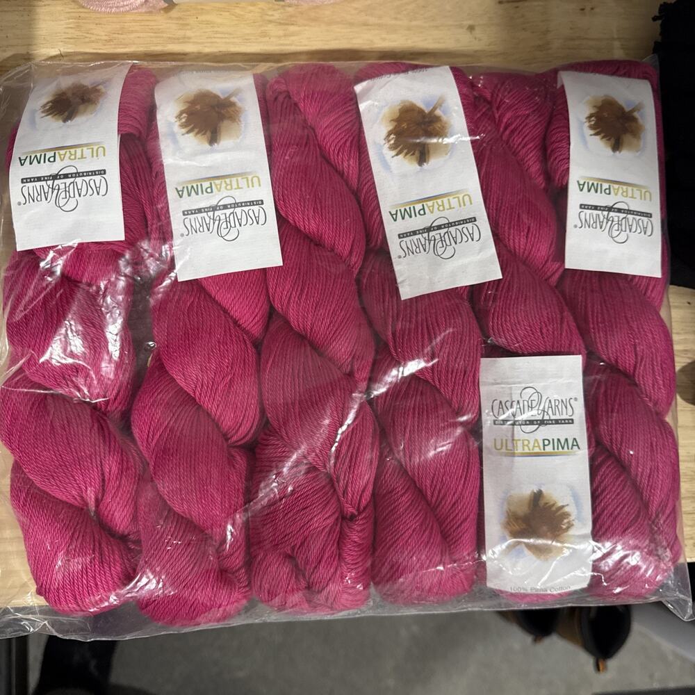 Cascade Yarns Ultra Pima #3702, Hot Pink Lot Of 6